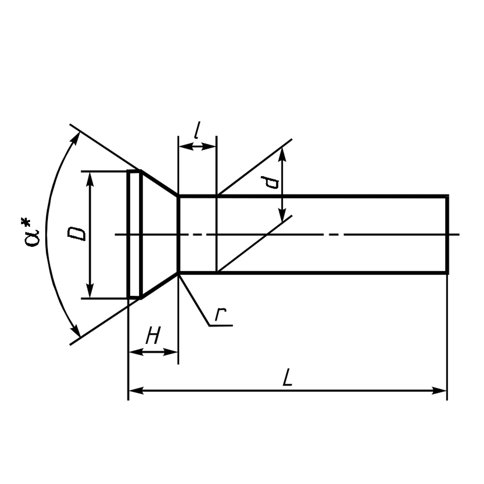 Заклепка стальная с потайной головкой ГОСТ 10300-80