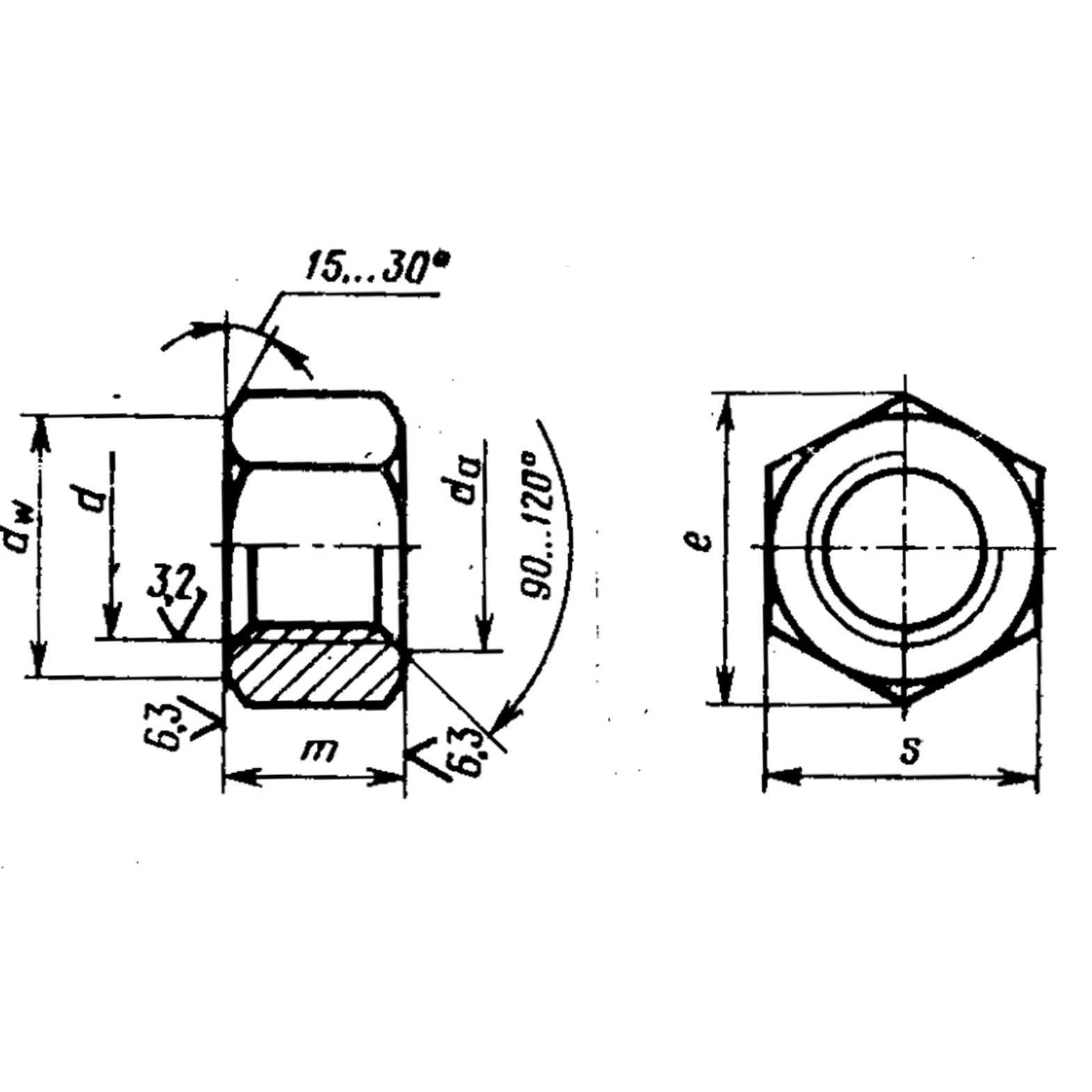 Гайка шестигранная класса точности А ГОСТ 5927-70