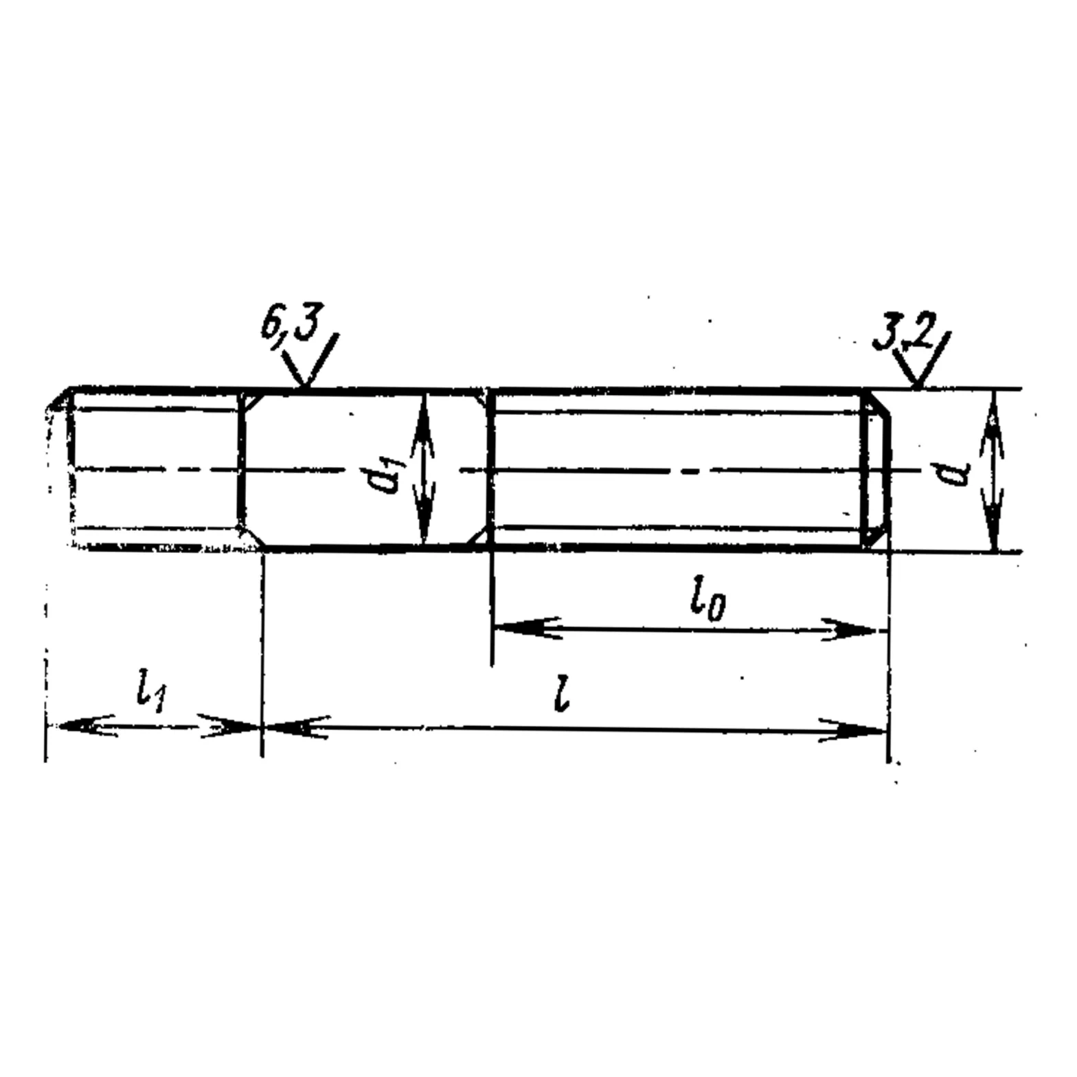 Шпилька с ввинчиваемым концом длиной 1d ГОСТ 22033-76