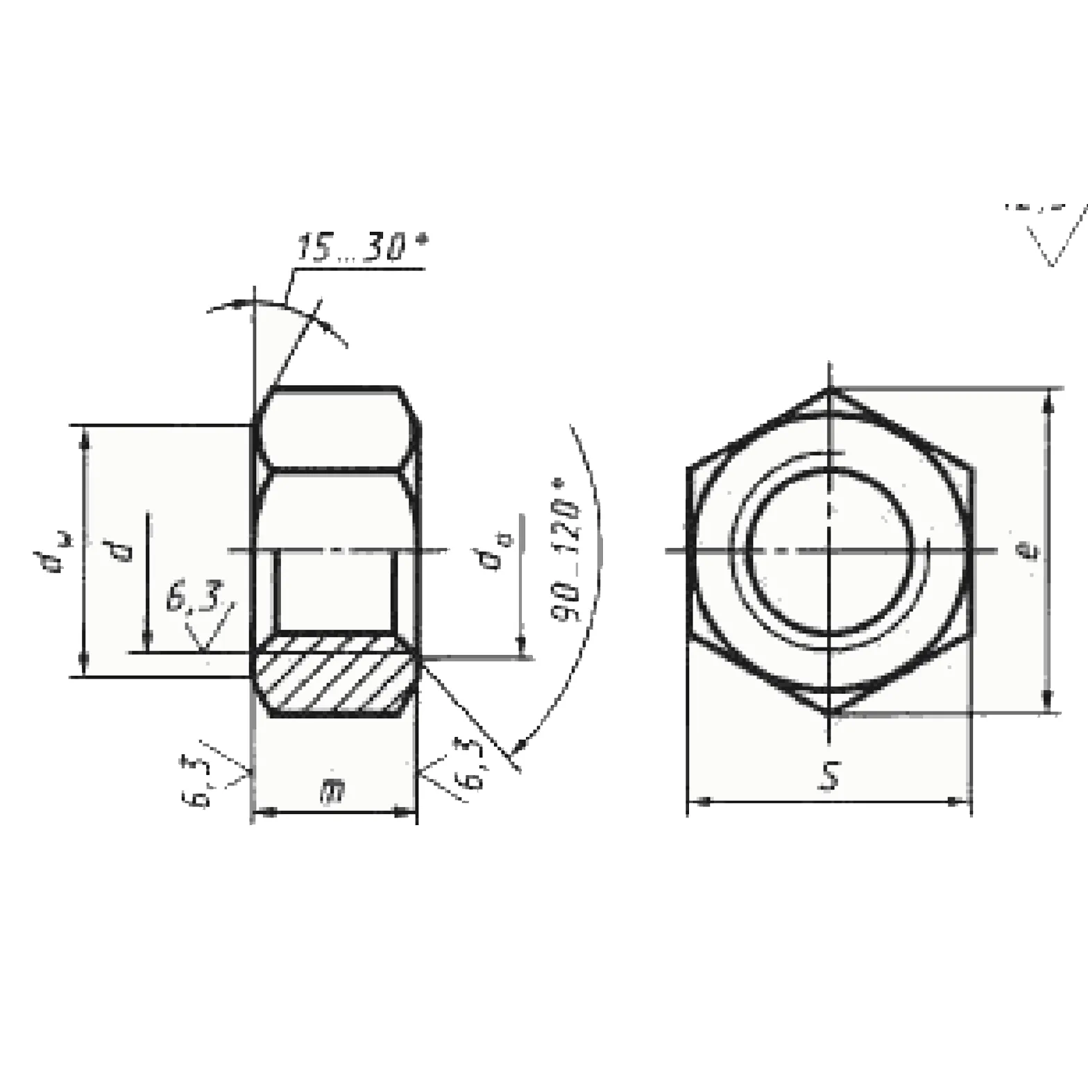 Гайка шестигранная с уменьшенным размером "под ключ" ГОСТ 15521-70