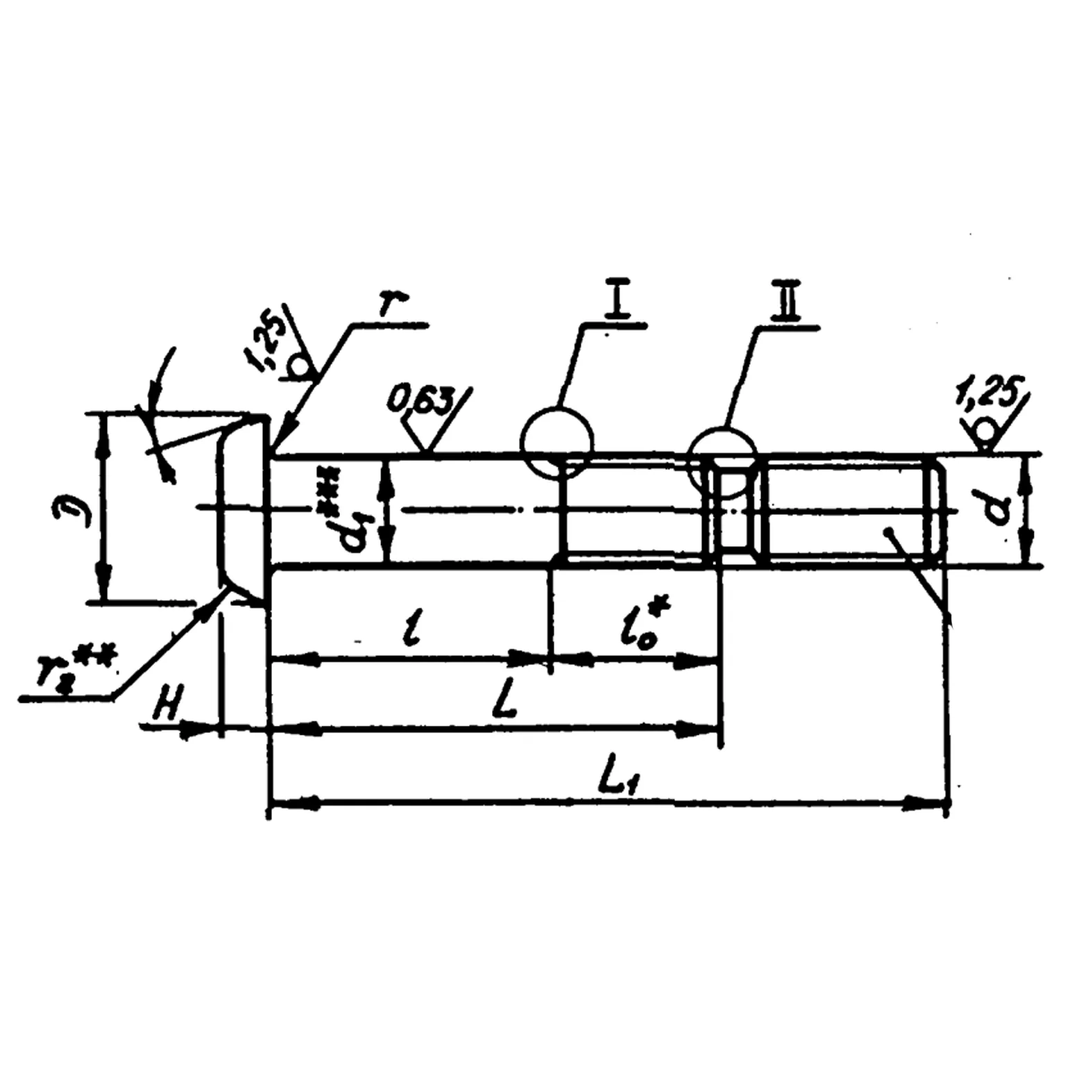 Болт с плоско-скругленной головкой с технологическим хвостовиком из титанового сплава для соединений с натягом ОСТ 1 31066-86