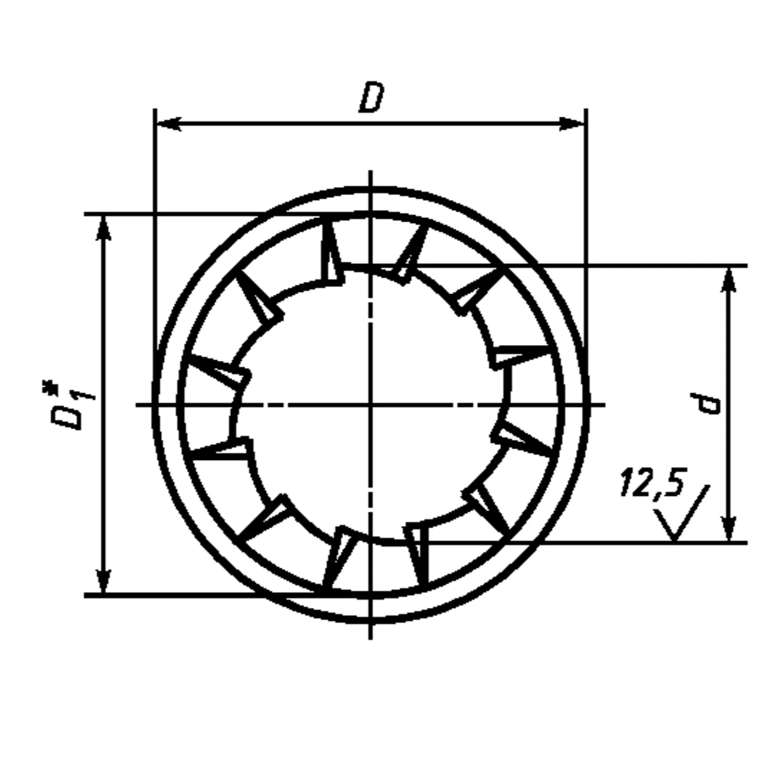 Шайба стопорная с внутренними зубьями ГОСТ 10462-81